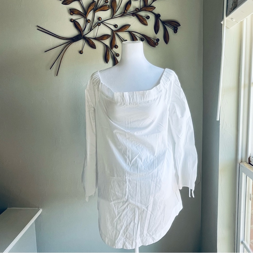 Free People Elegant White Blouse Off-The- Shoulder, Size M 100%Cotton